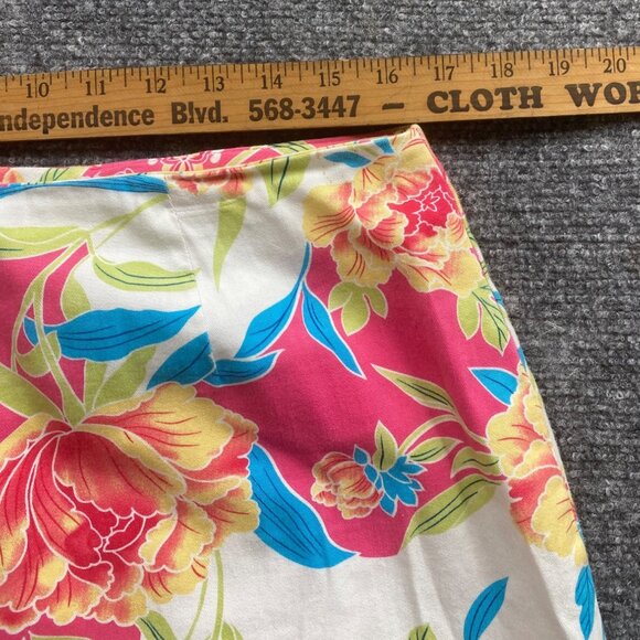Carolina Blues‎ Skirt Womens 12 Orange Pink Floral Stretch Tropical Pencil Beach - Picture 5 of 10